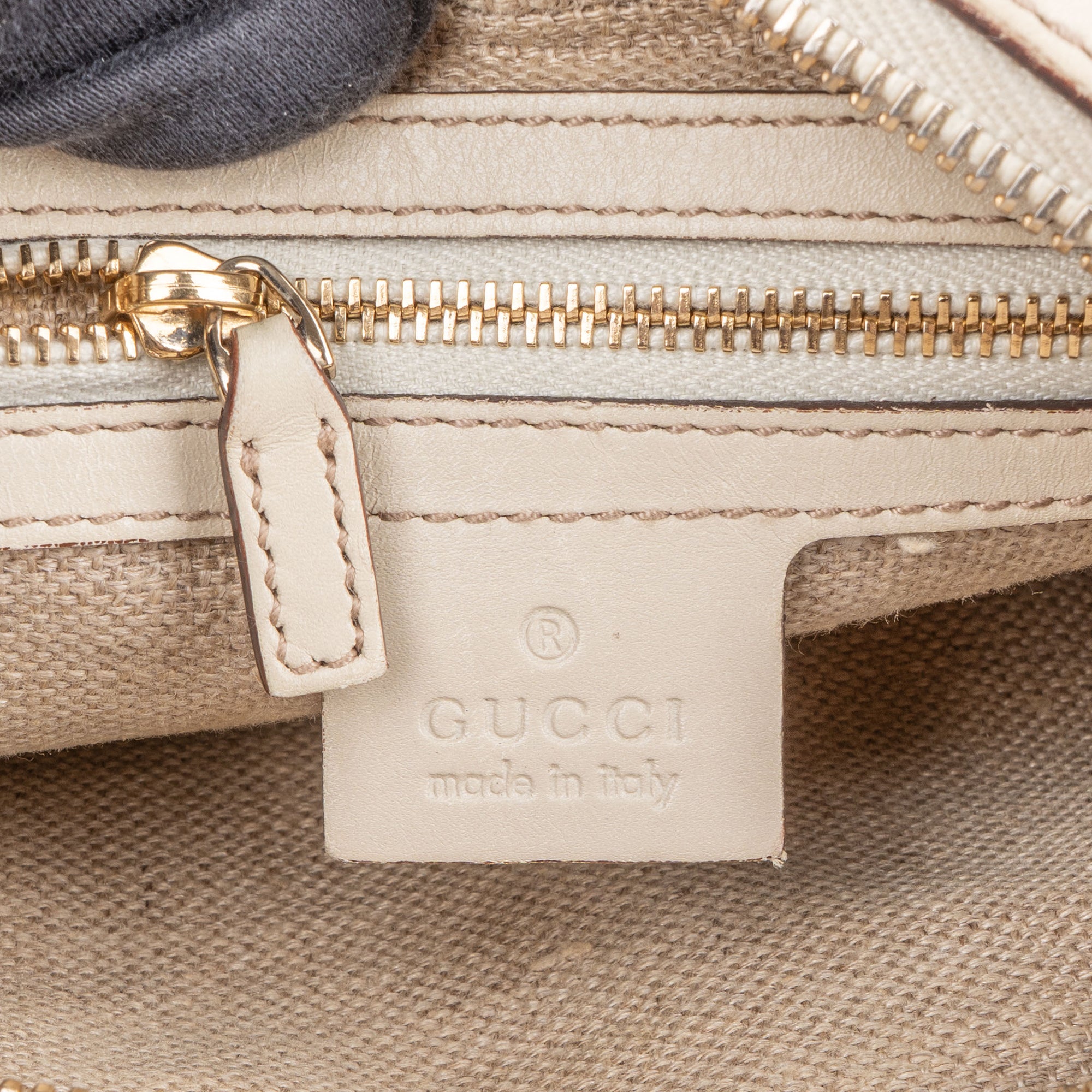 Gucci Gold Tone Suede GG Monogram Hobo Bag - vintageandkickz