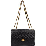 Chanel Quilted Lambskin 24K Gold Jumbo Single Flap Crossbody Bag
