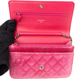 Chanel Quilted Satin Antique Boy Wallet On Chain Crossbody Bag