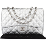 Chanel Quilted Lambskin Palladium Jumbo Single Flap Crossbody Bag