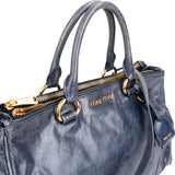 Miu Miu Blue Leather City Handbag
