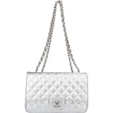 Chanel Quilted Lambskin Palladium Jumbo Single Flap Crossbody Bag