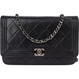 Chanel Quilted Lambskin Boy Wallet On Chain Crossbody Bag