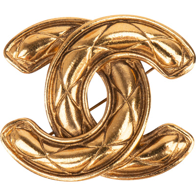 Chanel Golden Matelasse CC Brooch