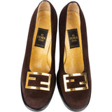 Fendi Brown Suede Baguette Buckle Pumps (36,5)