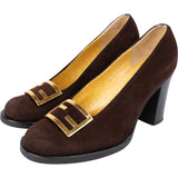 Fendi Brown Suede Baguette Buckle Pumps (36,5)