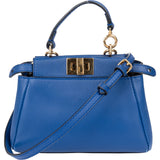 Fendi Blue Leather Mini Peekaboo Handbag