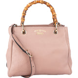 Gucci Rose Leather Bamboo Handbag