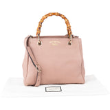 Gucci Rose Leather Bamboo Handbag