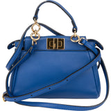Fendi Blue Leather Mini Peekaboo Handbag