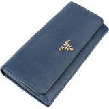 Prada Bleu Saffiano Leather Wallet