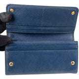 Prada Bleu Saffiano Leather Wallet