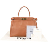 Fendi Brown Leather Peekaboo Handbag