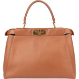 Fendi Brown Leather Peekaboo Handbag