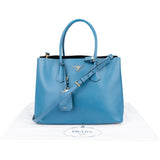 Prada Blue Saffiano Leather Double Handbag