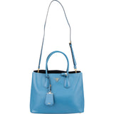 Prada Blue Saffiano Leather Double Handbag