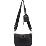 Prada Black Saffiano Leather Triangle Vitello Crossbody Bag