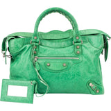 Balenciaga Classic Green Leather City Handbag