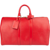 Louis Vuitton Rouge Epi Leather Keepall 45