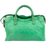 Balenciaga Classic Green Leather City Handbag