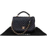 Chanel Quilted Chevron Lambskin Single Flap 2Way Crossbody Handbag - vintageandkickz