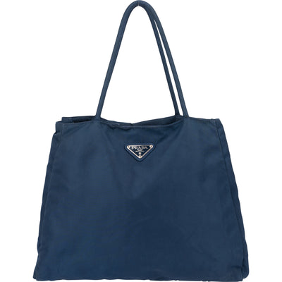 Prada Blue Nylon Triangle Handbag - vintageandkickz