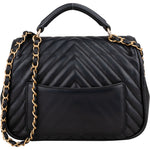 Chanel Quilted Chevron Lambskin Single Flap 2Way Crossbody Handbag - vintageandkickz