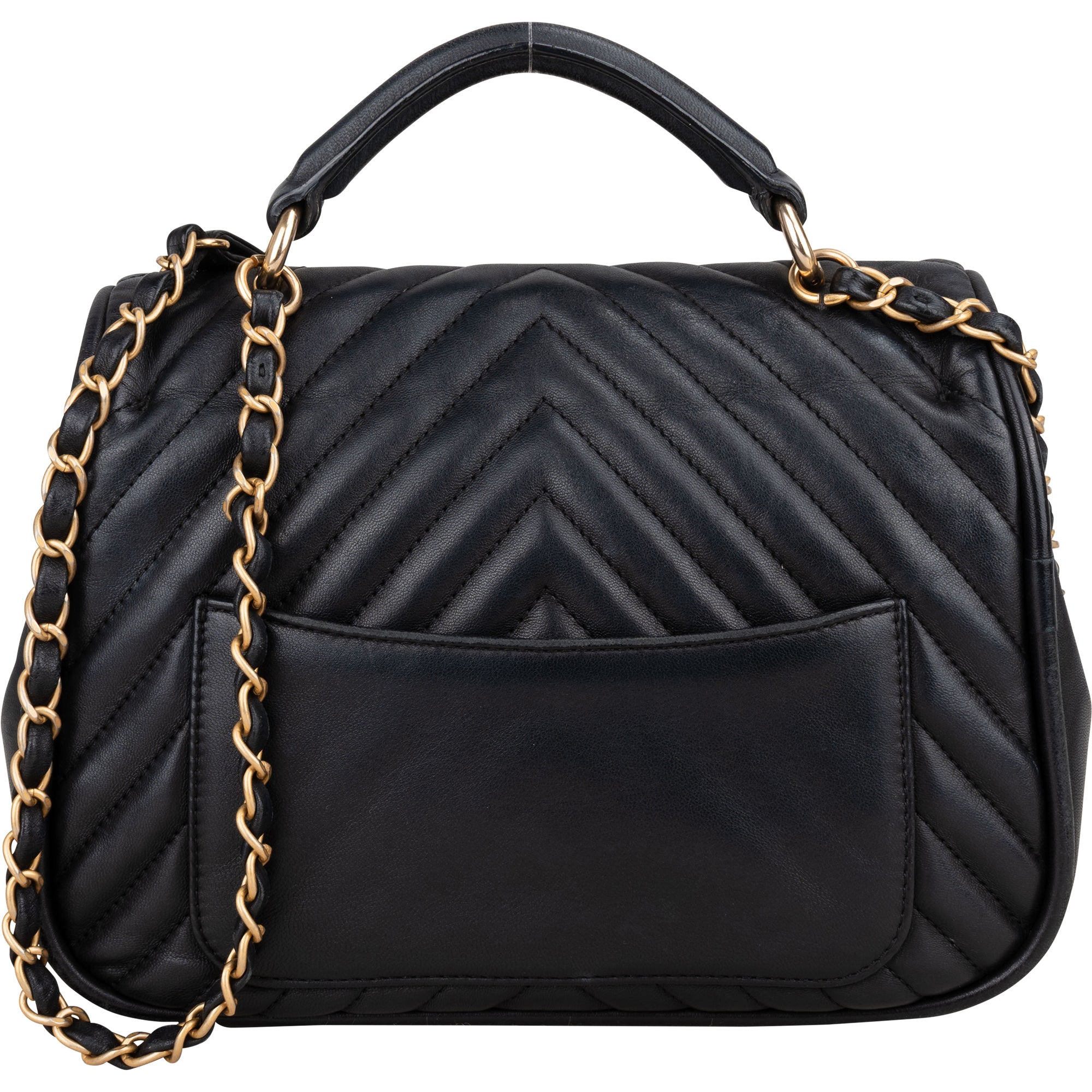 Chanel Quilted Chevron Lambskin Single Flap 2Way Crossbody Handbag - vintageandkickz