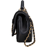 Chanel Quilted Chevron Lambskin Single Flap 2Way Crossbody Handbag - vintageandkickz