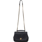 Chanel Quilted Chevron Lambskin Single Flap 2Way Crossbody Handbag - vintageandkickz