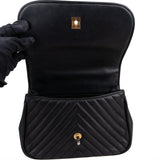 Chanel Quilted Chevron Lambskin Single Flap 2Way Crossbody Handbag - vintageandkickz