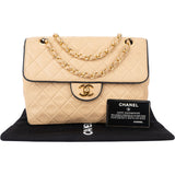 Chanel Quilted Bicolor Lambskin 24K Gold Single Flap Crossbody Bag