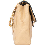 Chanel Quilted Bicolor Lambskin 24K Gold Single Flap Crossbody Bag