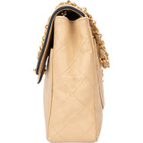 Chanel Quilted Bicolor Lambskin 24K Gold Single Flap Crossbody Bag