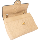 Chanel Quilted Bicolor Lambskin 24K Gold Single Flap Crossbody Bag