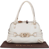 Gucci White Leather Horsebit Shoulder Bag