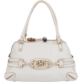 Gucci White Leather Horsebit Shoulder Bag