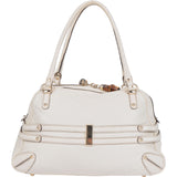 Gucci White Leather Horsebit Shoulder Bag