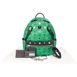 MCM Green Visetos Monogram Spikes 2 in 1 Backpack