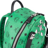 MCM Green Visetos Monogram Spikes 2 in 1 Backpack