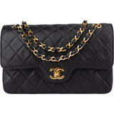 Chanel Quilted Lambskin 24K Gold Small Double Flap Crossbody Bag