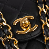 Chanel Quilted Lambskin 24K Gold Small Double Flap Crossbody Bag