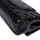 Chanel Quilted Patent Leather Palladium Medium Double Flap Crossbody Bag