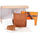 Hermès Brun Clemence Leather Evelyne 16 Crossbody Bag