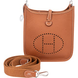 Hermès Brun Clemence Leather Evelyne 16 Crossbody Bag