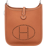 Hermès Brun Clemence Leather Evelyne 16 Crossbody Bag