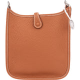 Hermès Brun Clemence Leather Evelyne 16 Crossbody Bag