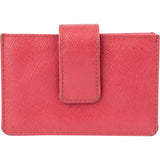 Prada Pink Saffiano Leather Triangle Cardholder