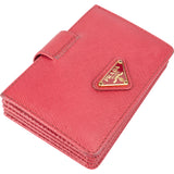 Prada Pink Saffiano Leather Triangle Cardholder