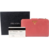 Prada Pink Saffiano Leather Clip Wallet